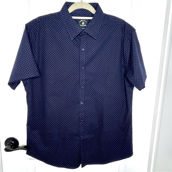 Beverly Hills Polo Club Pique Cotton Shirt - Navy Blue & Pink Details - XL - Picture 1 of 7